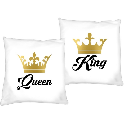 Poduszki dla par zakochanych King Queen korony